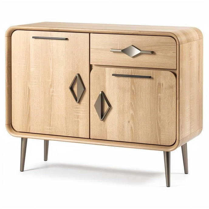 **Modern Wooden Sideboard with Elegant Metal Accents**
