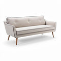 **Stylish Mid-Century Modern Sofa with Clean Lines and Neutral Upholstery**