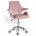 **Stylish Adjustable Velvet Office Chair with Armrests and Swivel Base**