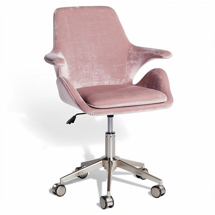 **Stylish Adjustable Velvet Office Chair with Armrests and Swivel Base**